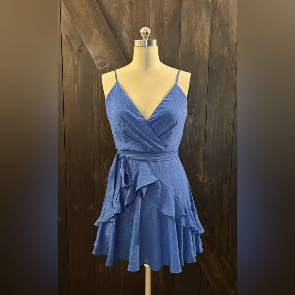 Trixxi Elegant Blue Wrap Dress